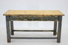 1950s Patinated Pine Tree Wooden Table, Czechoslovakia