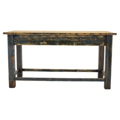 1950s Patinated Pine Tree Wooden Table, Czechoslovakia