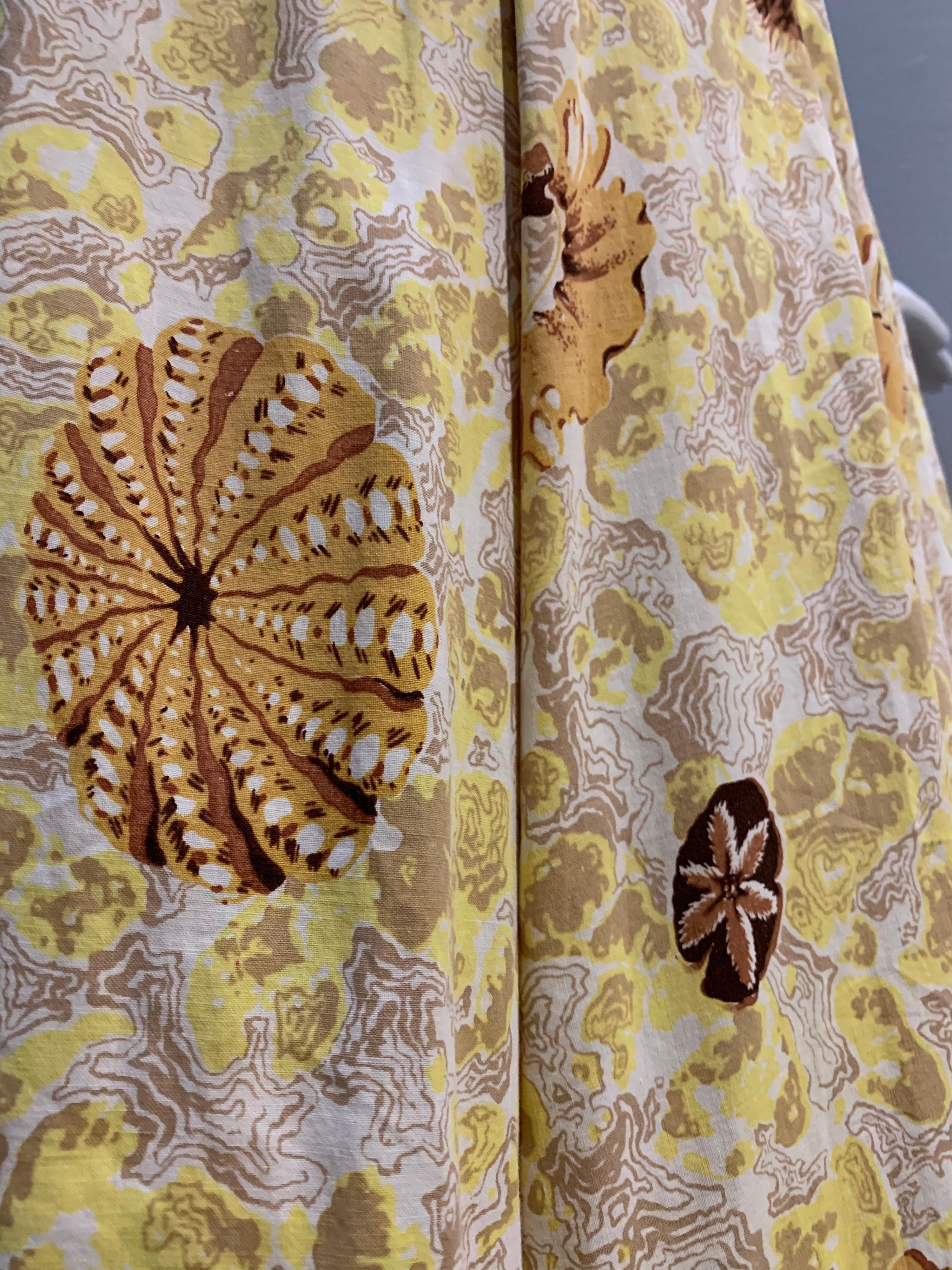 1950s Pau Hana - Honolulu Yellow Cotton Sundress W/ Stylized Sea Shell and Coral For Sale 8