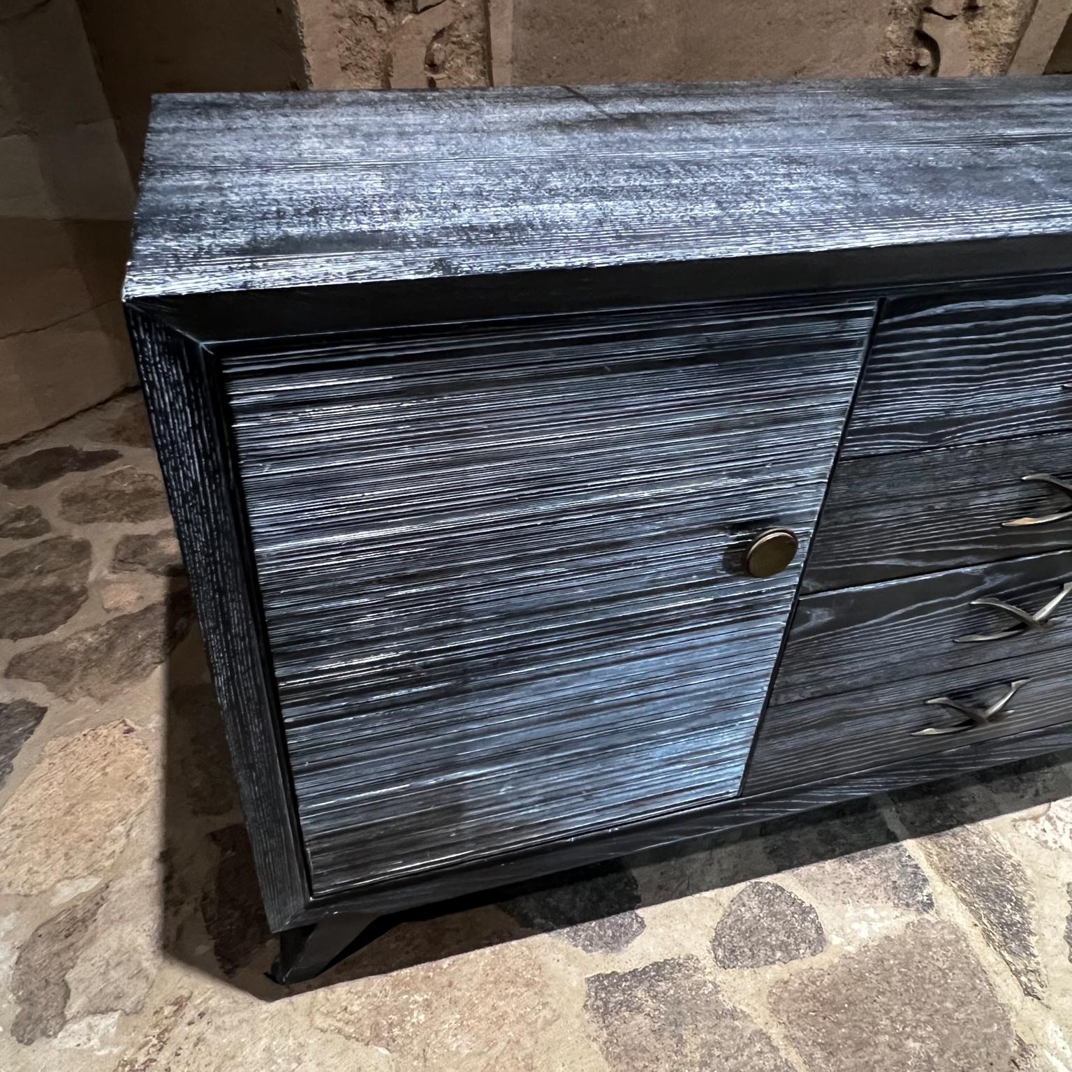 1950s Paul Frankl Black Cerused Oak Buffet Dresser Cabinet for Brown Saltman For Sale 2