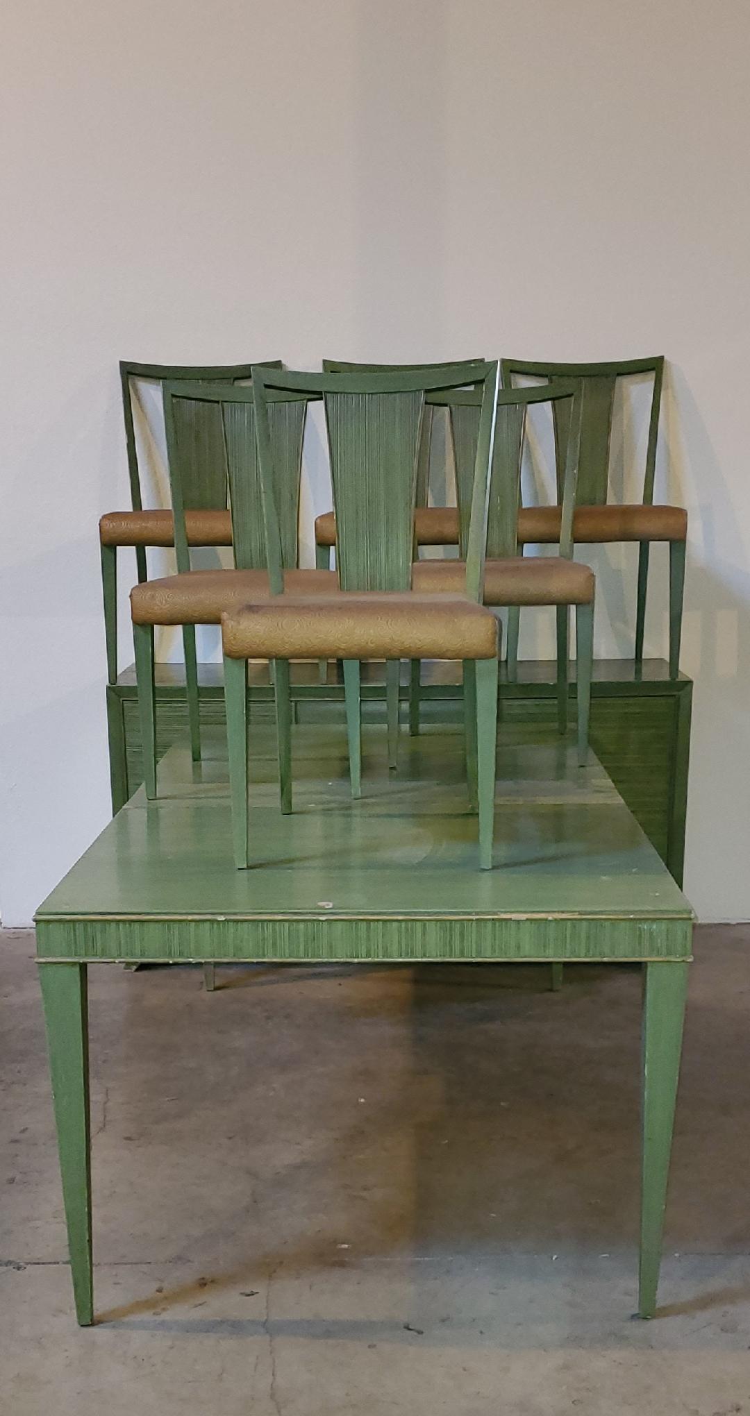 1950s Paul Frankl for Brown Saltman Combed Dining Set Modernism, 9 Piece Set For Sale 6