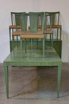 1950s Paul Frankl for Brown Saltman Combed Dining Set Modernism, 9 Piece Set