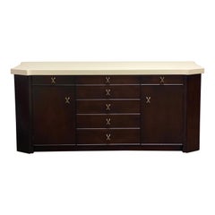 1950s Paul Frankl for Johnson Furniture Company Mahogany and White Cork Credenza