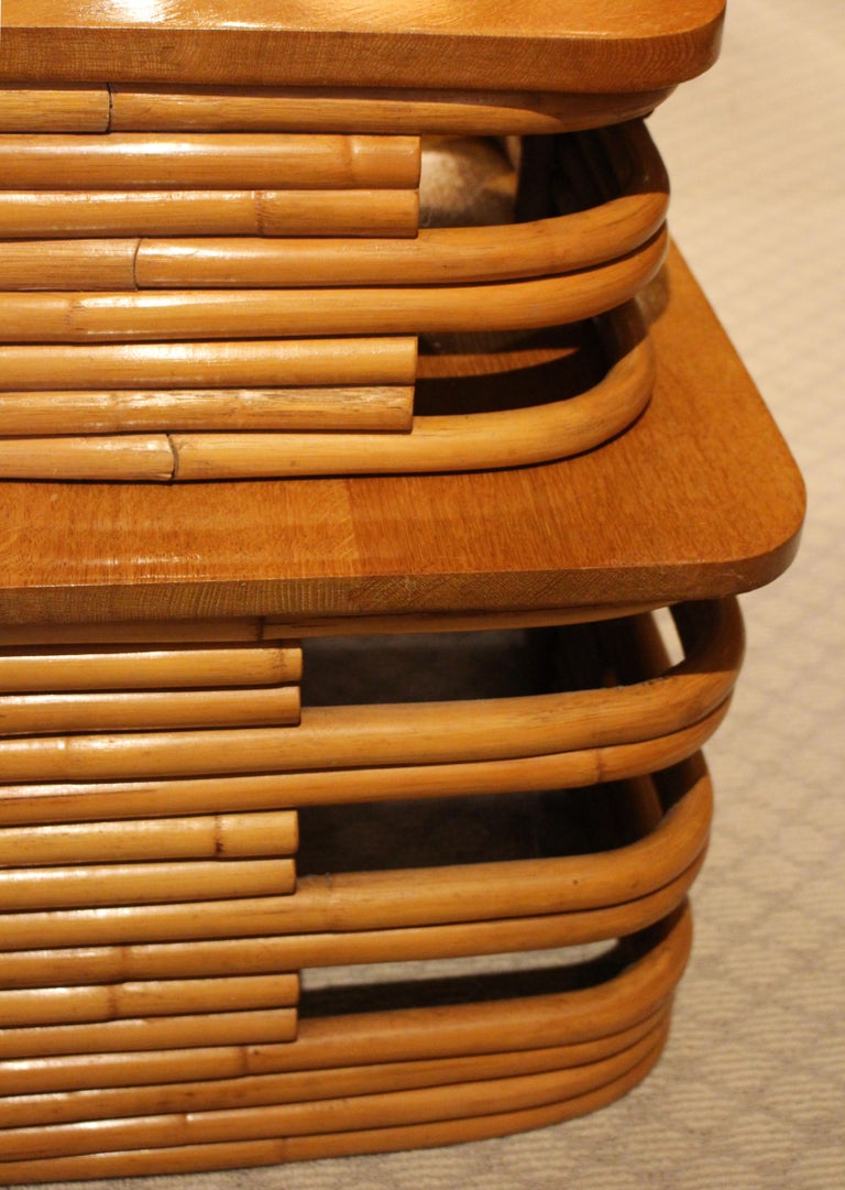 1950s Paul Frankl Rattan Furniture Set, 10 Pieces In Good Condition For Sale In Chapel Hill, NC
