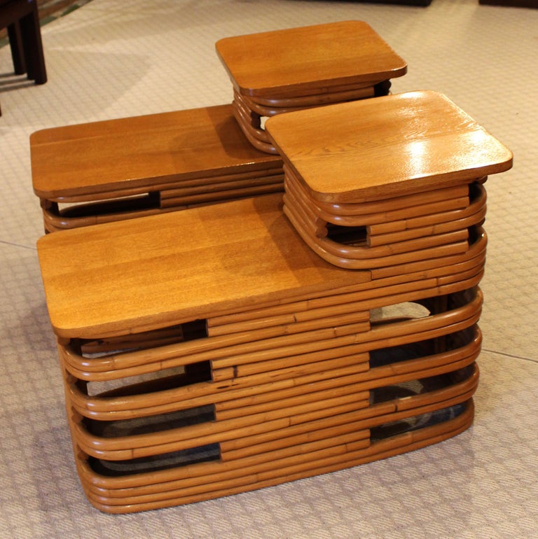 1950s Paul Frankl Rattan Furniture Set, 10 Pieces For Sale 2