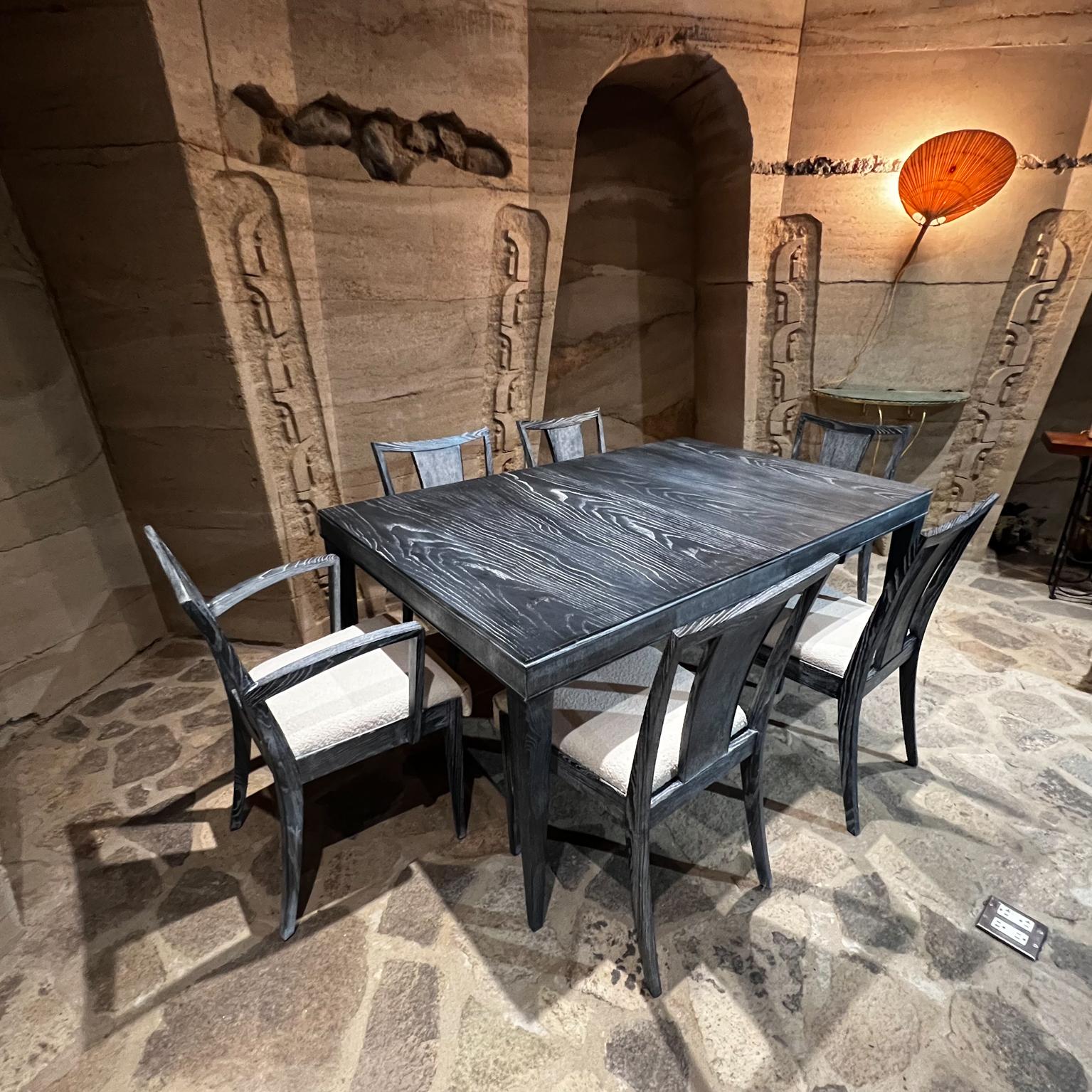Fabric Paul Frankl Black Cerused Dining Set Brown Saltman California Mid Century For Sale
