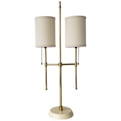 Vintage 1950s Paul McCobb  Twin Shade Brass Table Lamp, USA