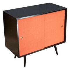 1950s Paul McCobb Brass Black Orange Planner Group Credenza Luxury Glam Danish