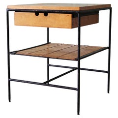 1950s Paul McCobb for Planner Group Iron Maple Bamboo Nightstand / Side Table