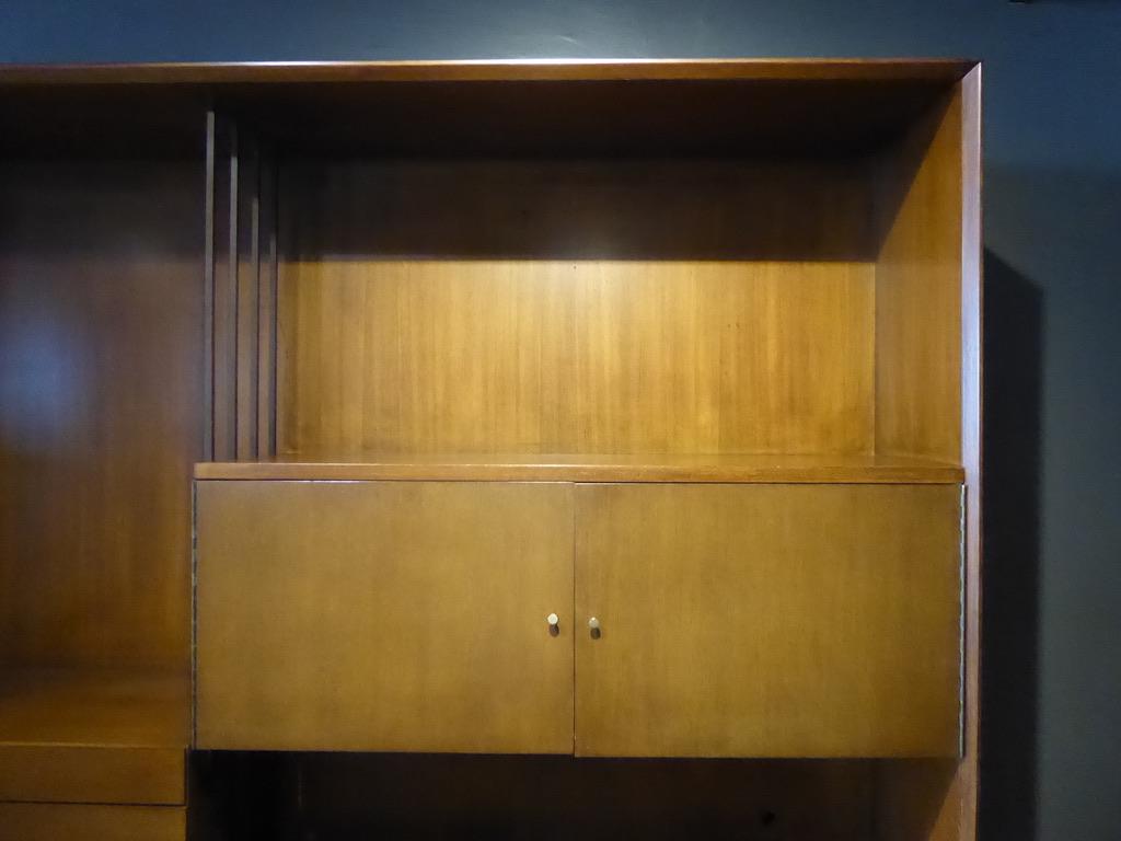 American 1950s Paul McCobb Irwin Collection Mahogany and Brass Credenza/Wall Unit