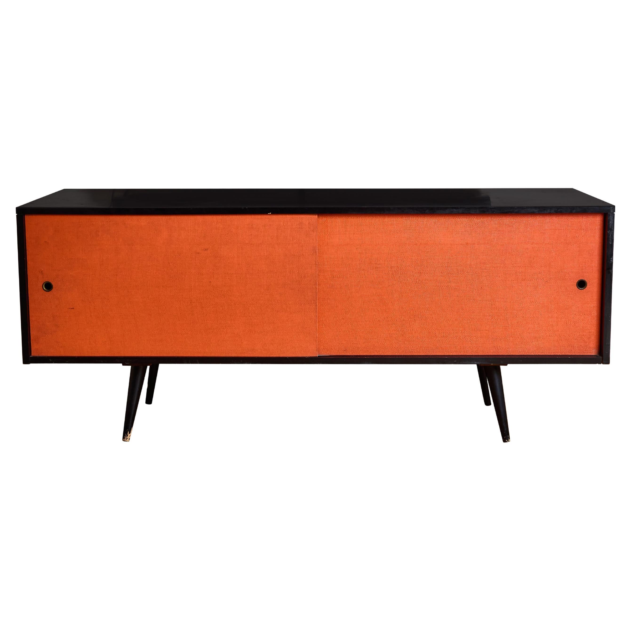 1950s Paul McCobb Orange & Black Credenza for Planner Group