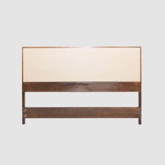 1950s Paul McCobb Planner Group Full-Size Headboard in Dark Wood and Vinyl