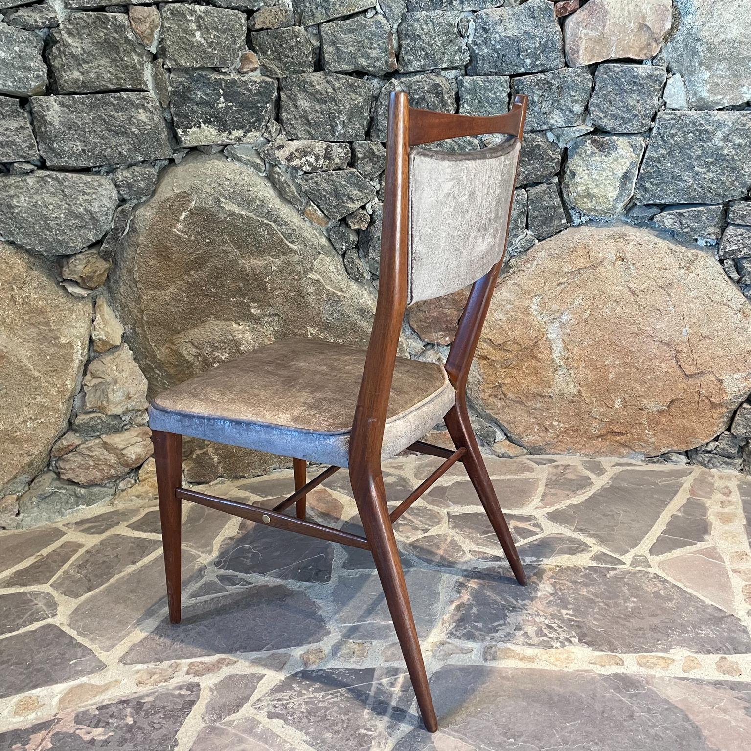 1950s Paul McCobb Four Sophisticated Velvet Dining Chairs Mahogany and Brass  6