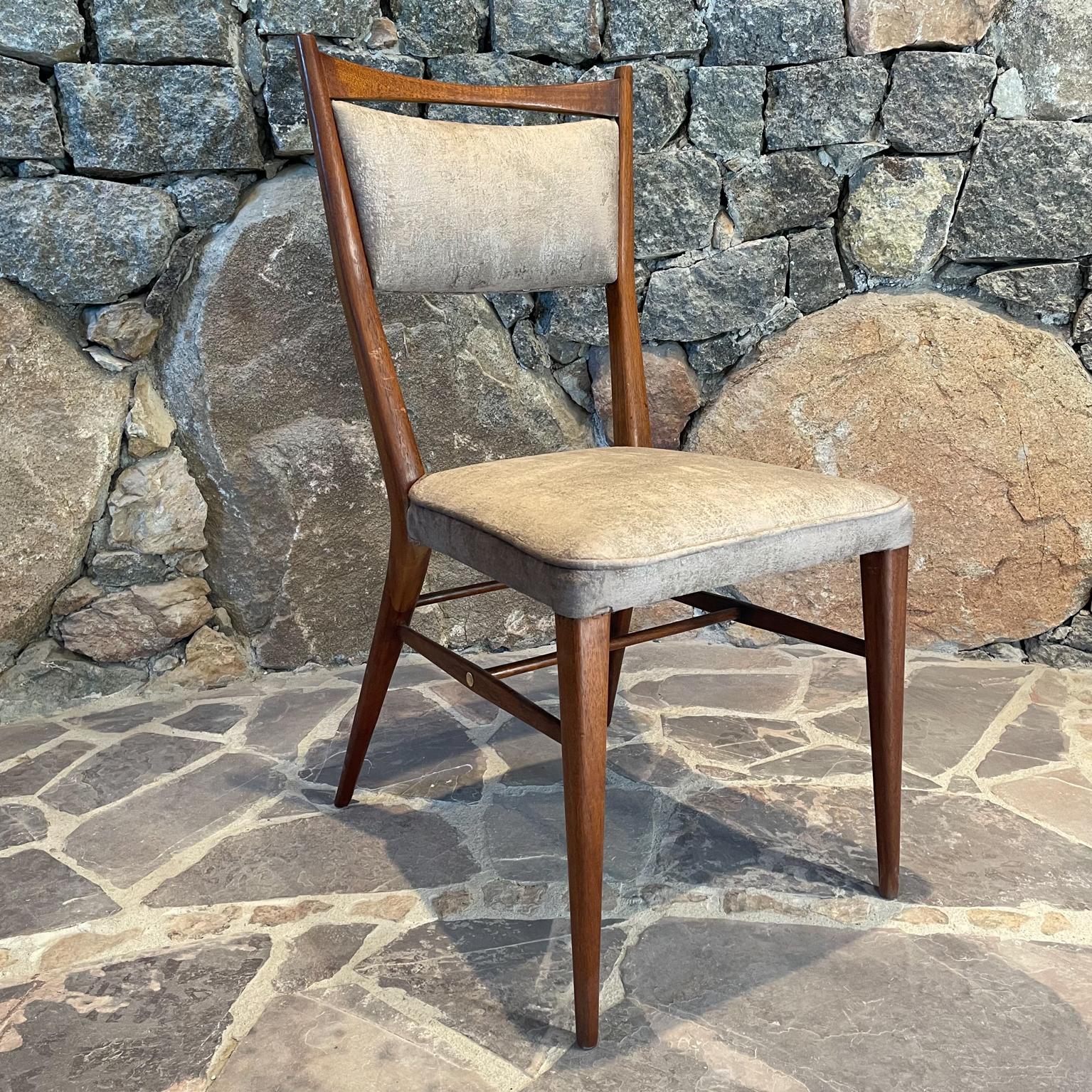 Mid-20th Century 1950s Paul McCobb Four Sophisticated Velvet Dining Chairs Mahogany and Brass 