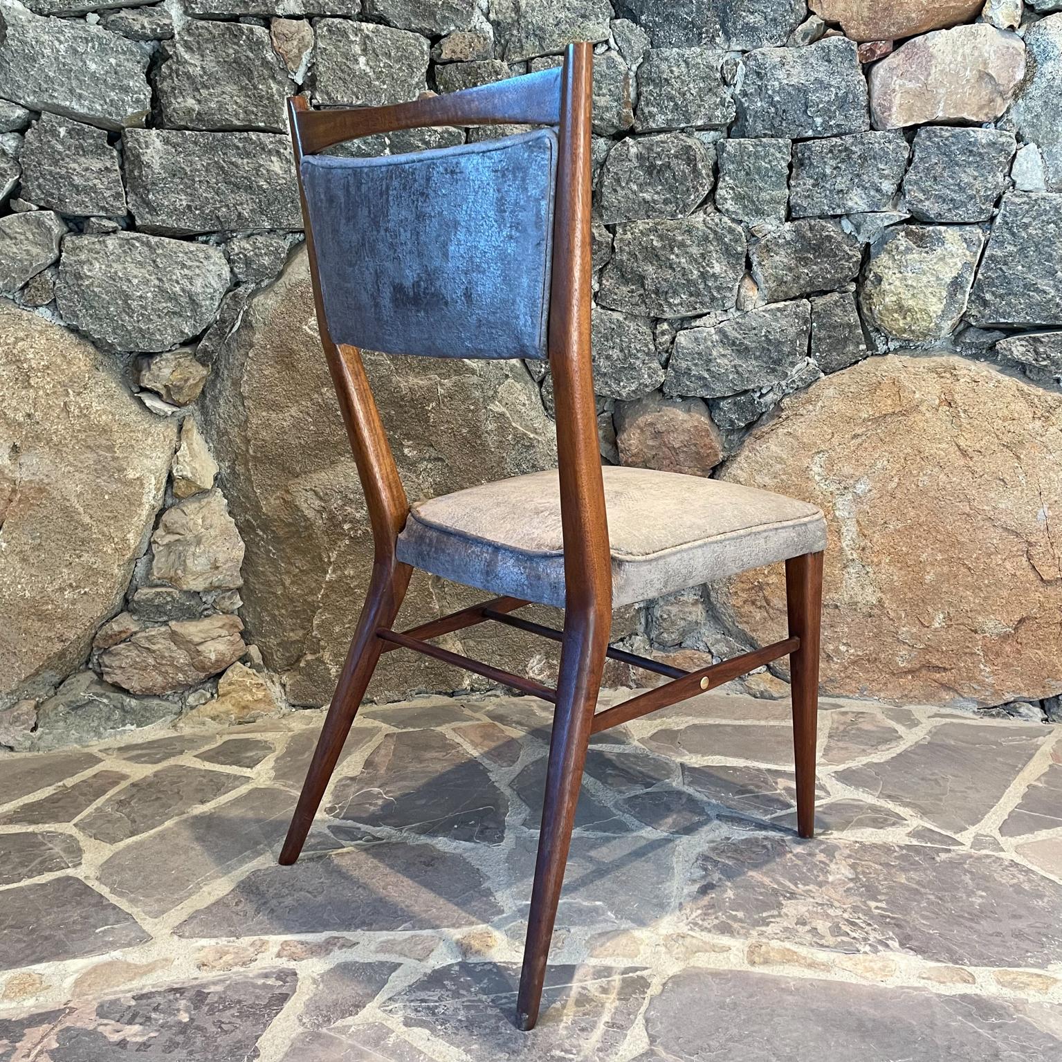 1950s Paul McCobb Four Sophisticated Velvet Dining Chairs Mahogany and Brass  3