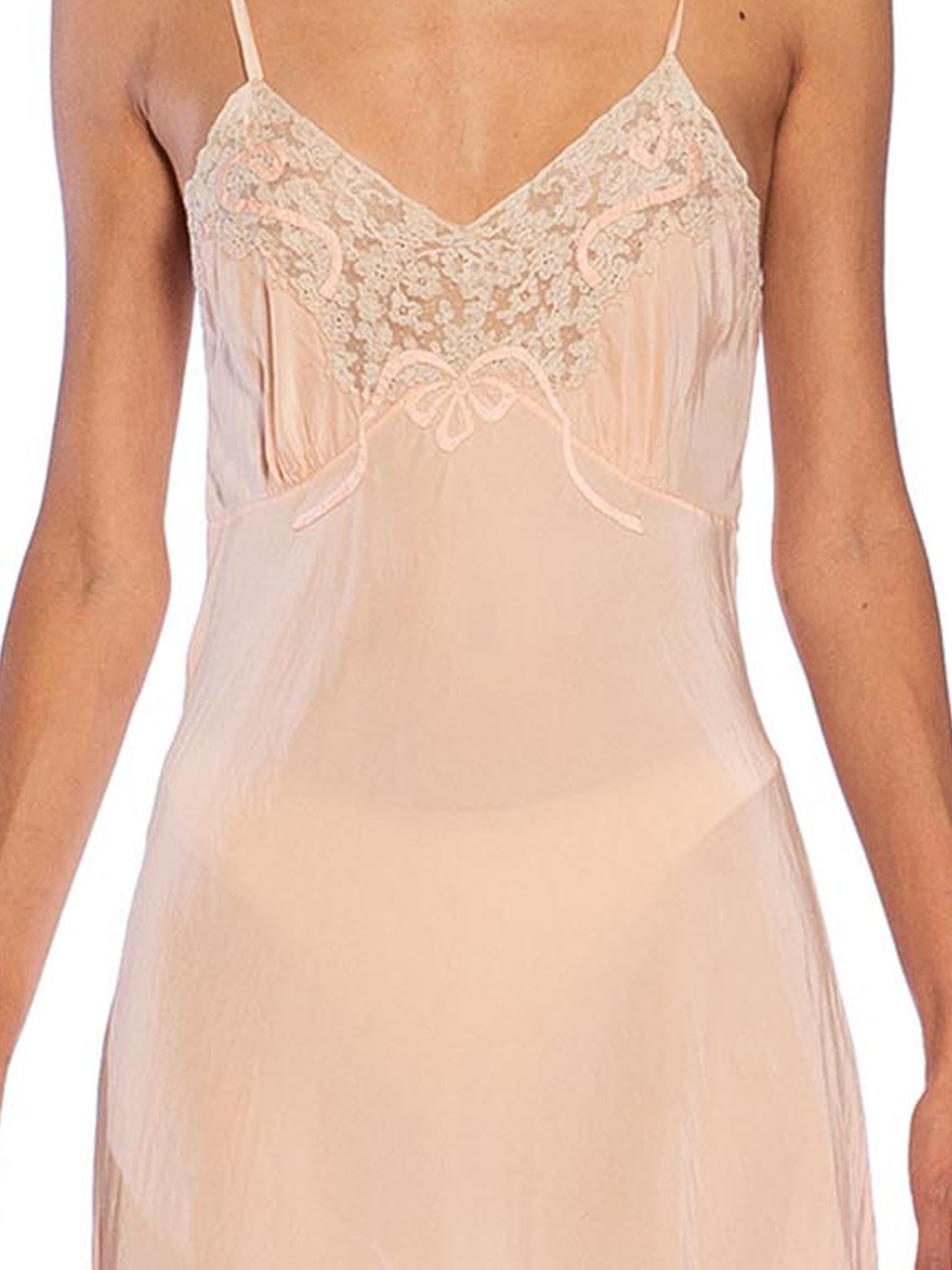 1950S Peach Silk Lace Entirely Hand Made Slip 4
