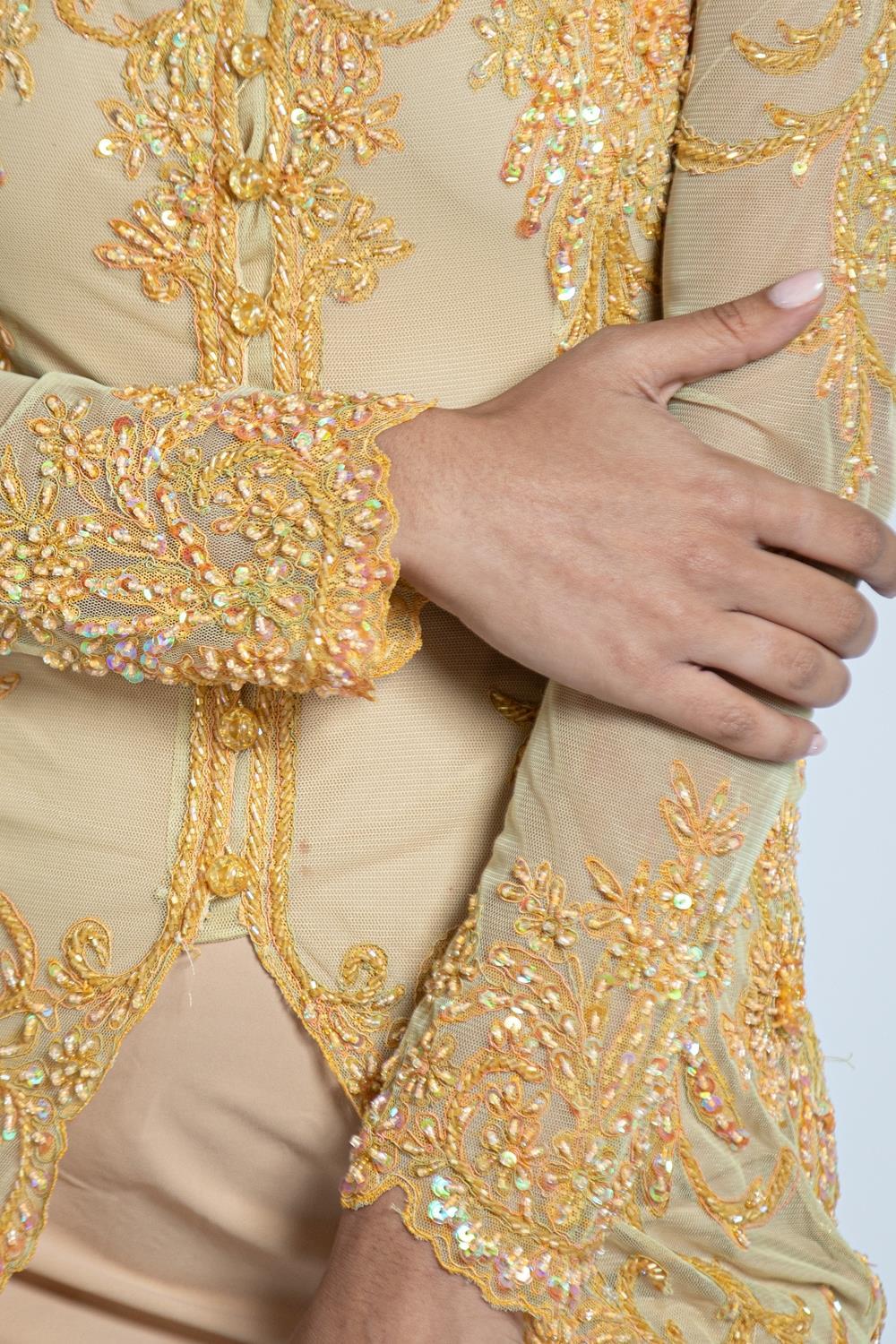 1950S Peach With Iridescent Beading Sheer Top 2