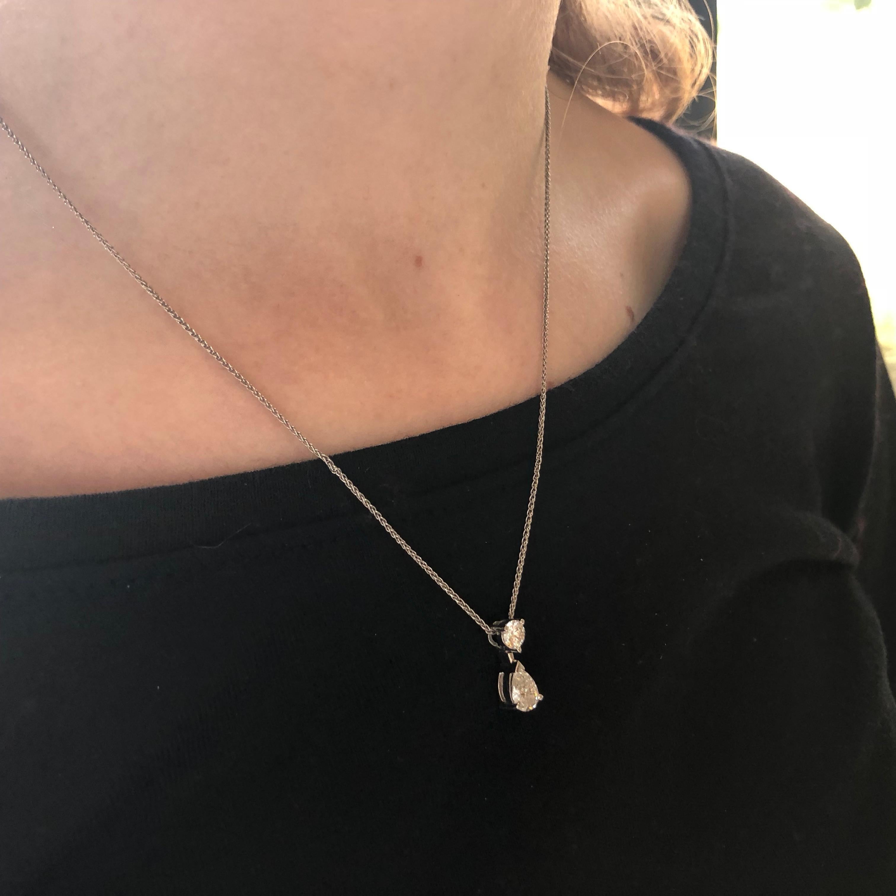 1950s Pear Diamond White Gold Necklace 1