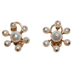 1950s Pearl 14K Gold Clip on Earrings