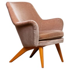 1950s 'Pedro' Armchair In Velvet By Carl Gustav Hjort Af Ornäs Finland
