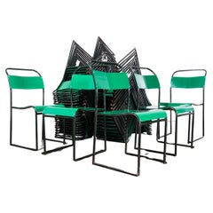 Used 1950’s Pel – Cox Tubular Metal Outdoor Dining Chairs With Green Seats – Quantity