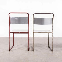 1950's Pel - Cox Tubular Metal Outdoor Dining Chairs With Metal Seats - Set Of F