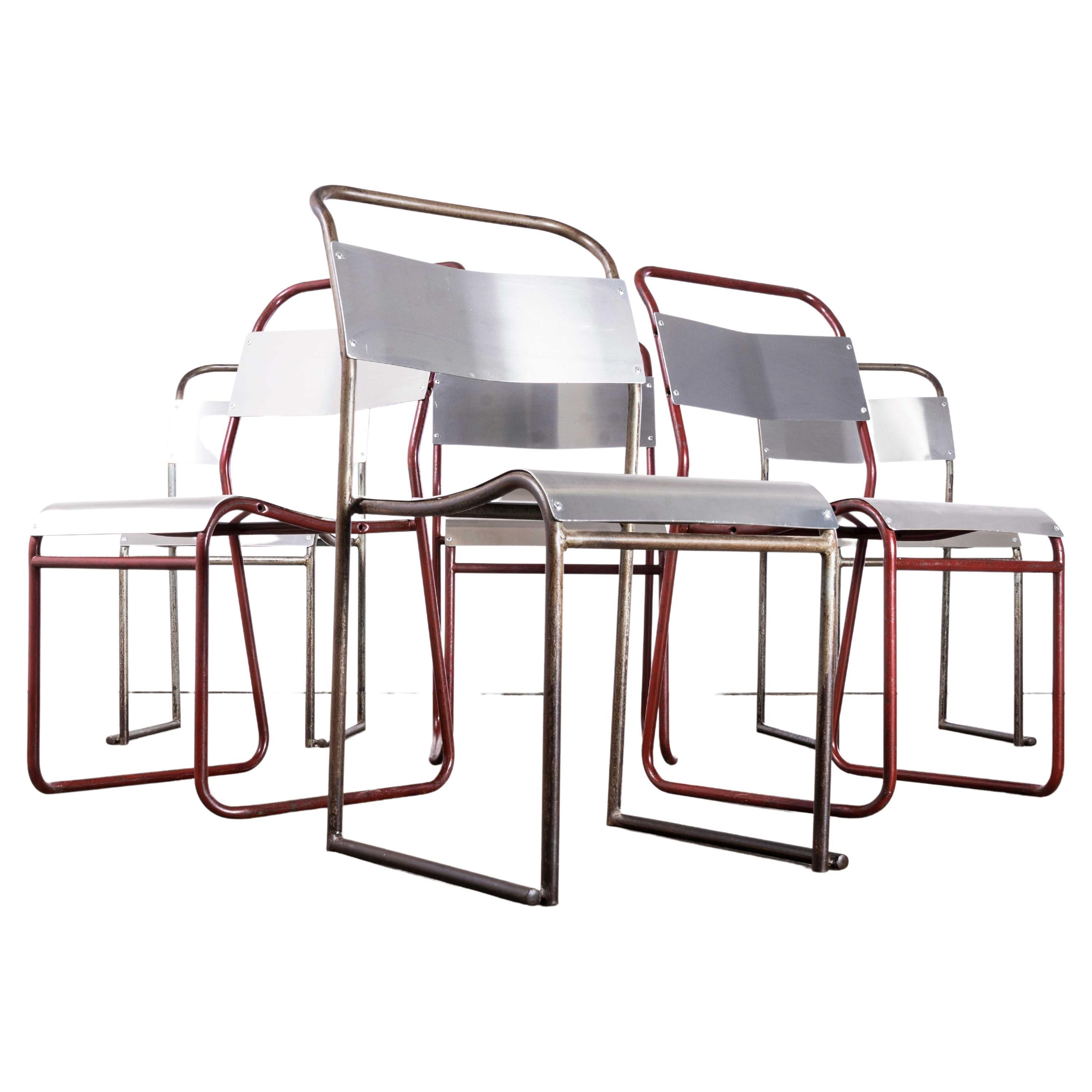 1950's Pel - Cox Tubular Metal Outdoor Dining Chairs With Seats - Set Of Six For Sale