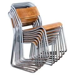 1950's Pel Tubular Metal Grey Dining Chairs, Set of Seven