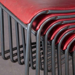 1950s PEL Tubular Metal Upholstered Dining Chairs, Set of Eighteen