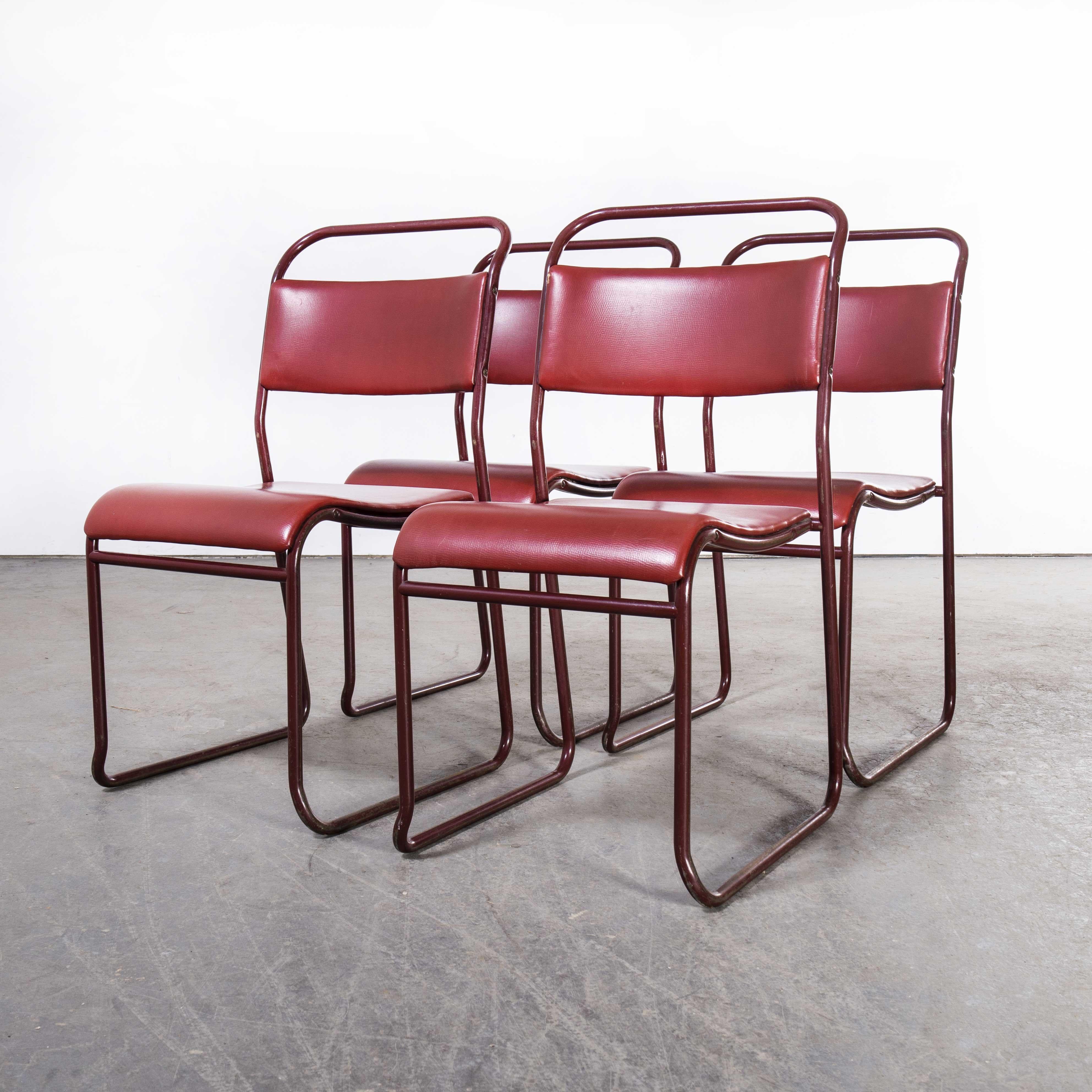 1950s Pel Tubular Metal Upholstered Dining Chairs, Set of Four 4