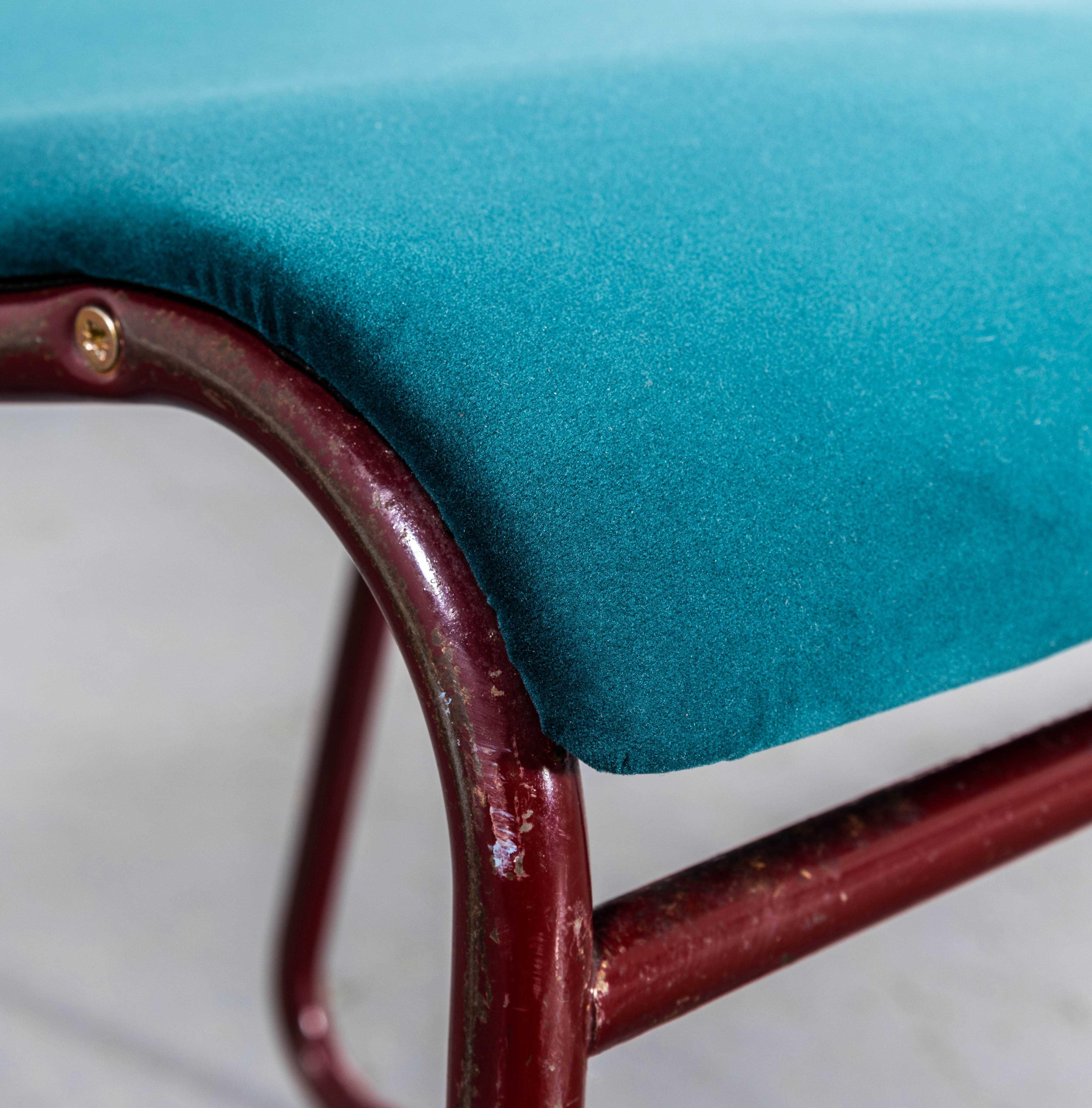 1950's PEL Tubular Stacking Upholstered Chair - Red Frame - Set Of Eight For Sale 4