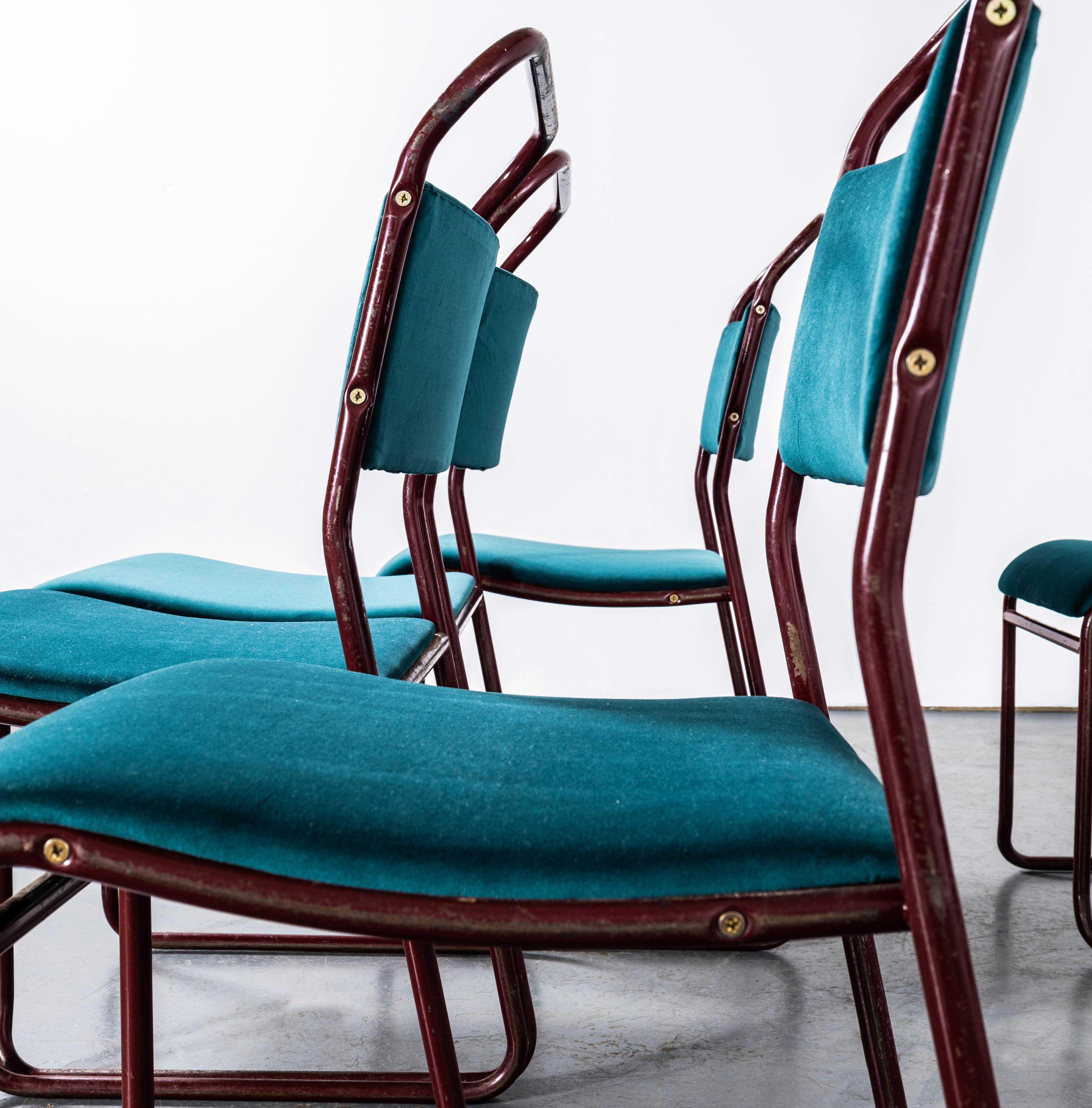 1950's PEL Tubular Stacking Upholstered Chair - Red Frame - Set Of Eight In Good Condition For Sale In Hook, Hampshire