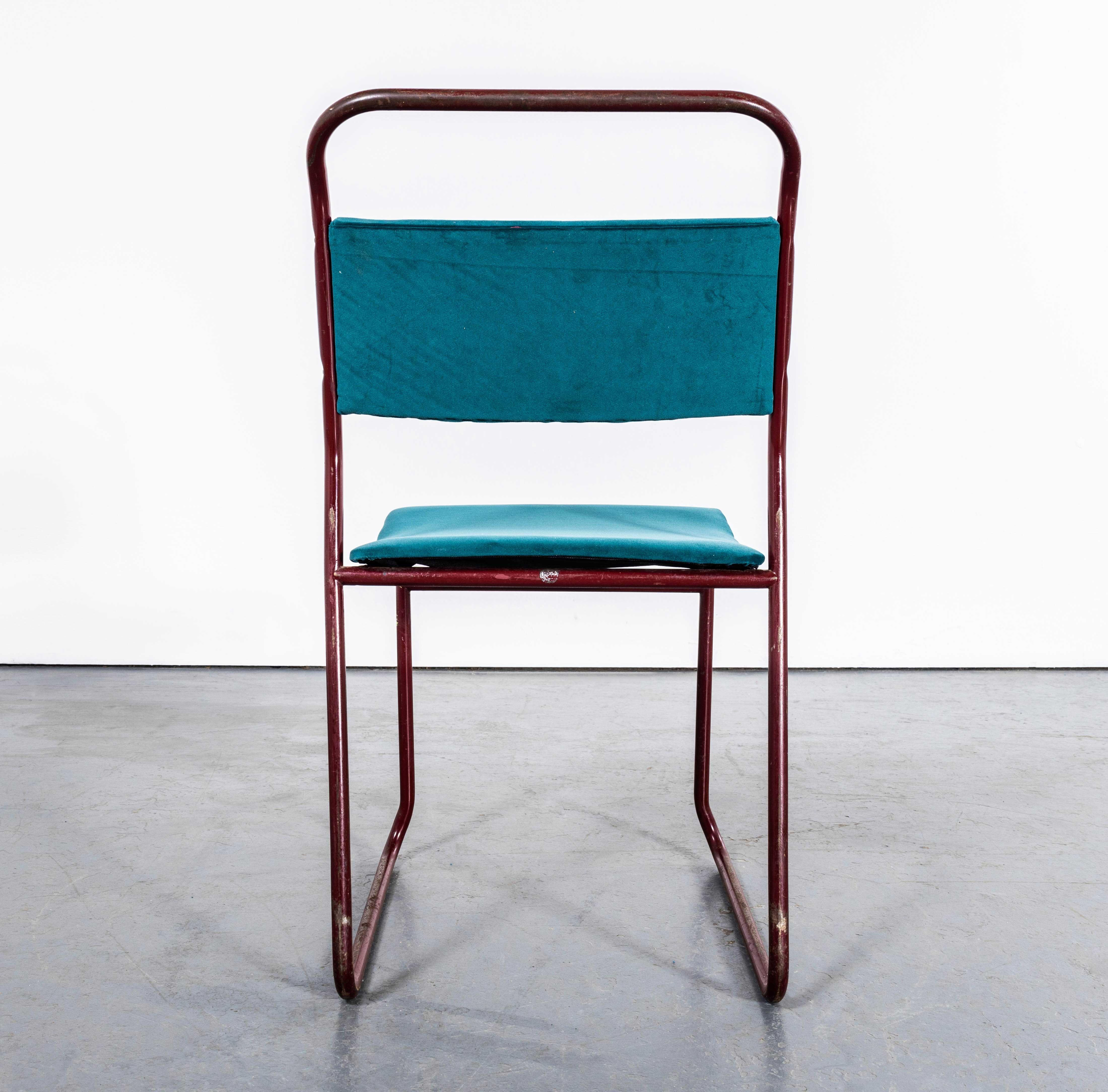 1950's PEL Tubular Stacking Upholstered Chair - Red Frame - Set Of Eight For Sale 1