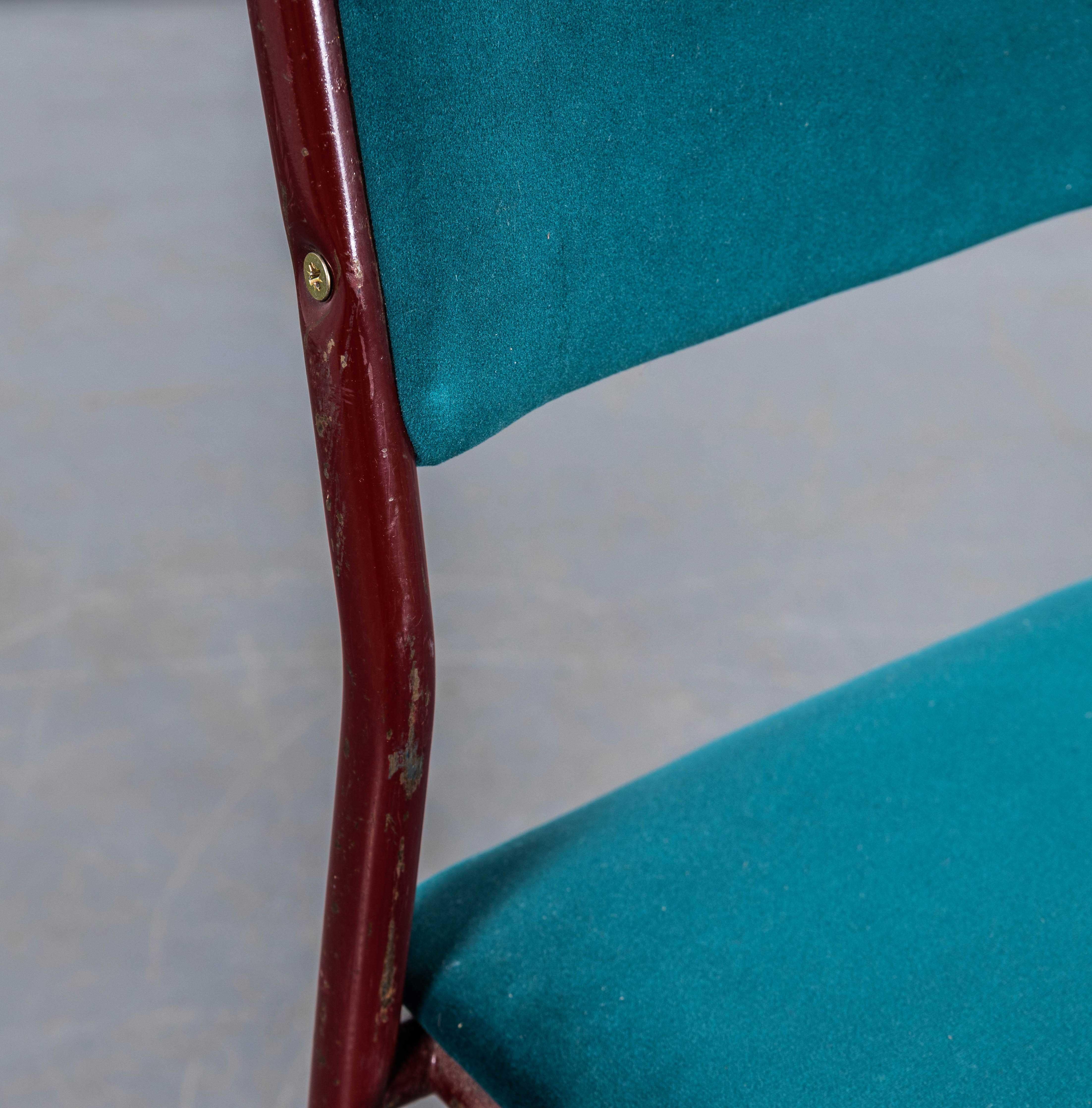 1950's PEL Tubular Stacking Upholstered Chair - Red Frame - Set Of Eight For Sale 3