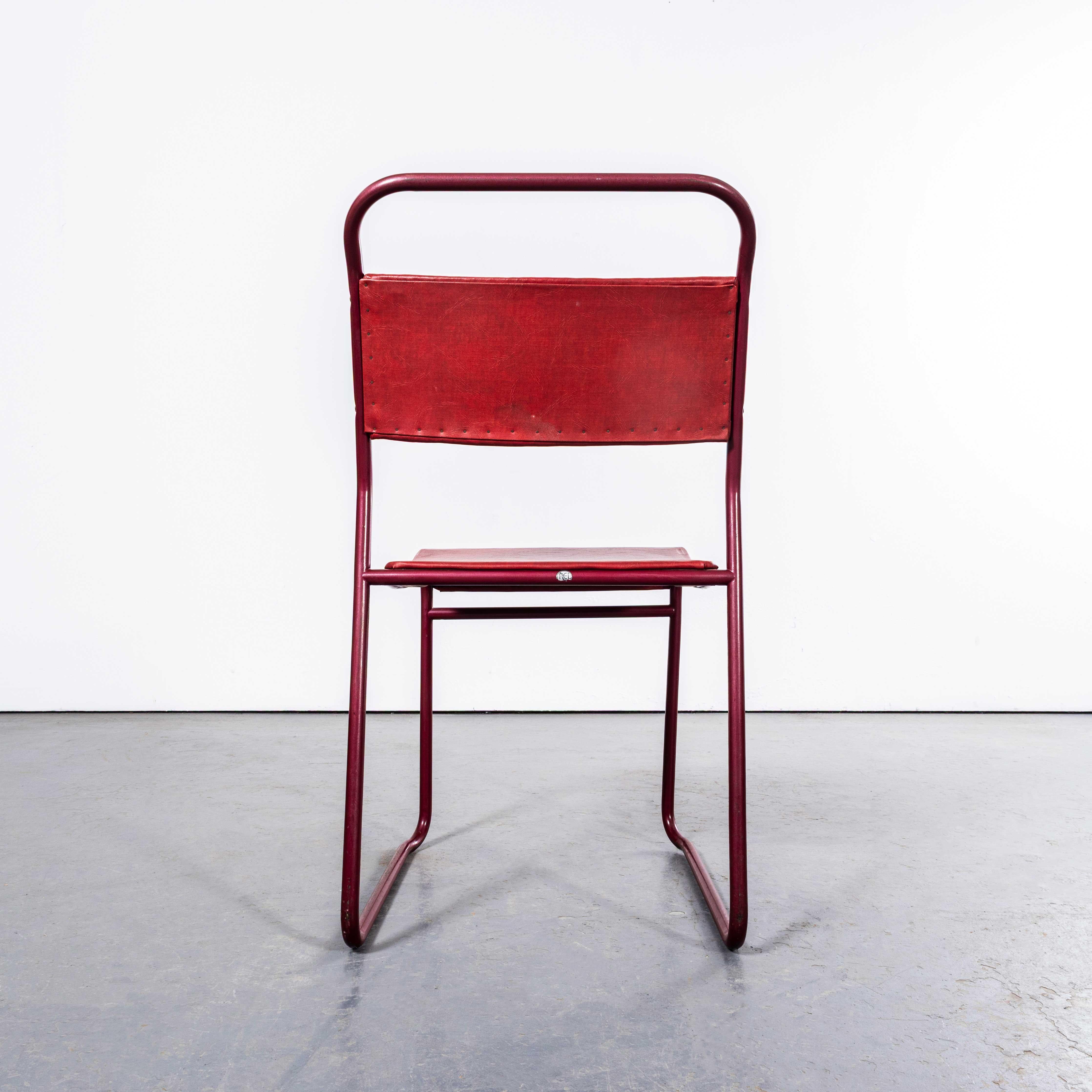 1950's PEL Tubular Stacking Upholstered Dining Chair - Red Frame - Large Quantit im Angebot 4