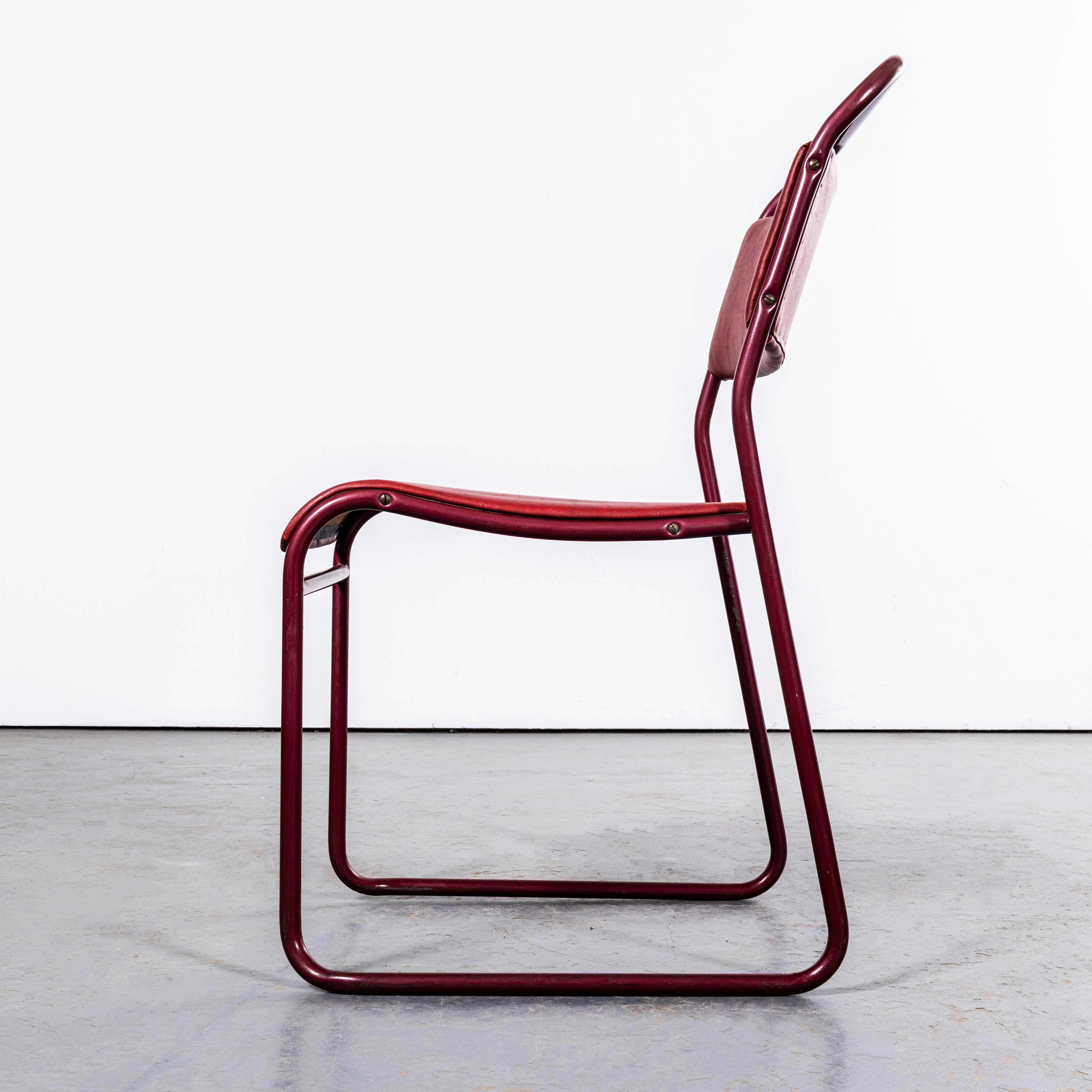 1950's PEL Tubular Stacking Upholstered Dining Chair - Red Frame - Large Quantit im Angebot 2
