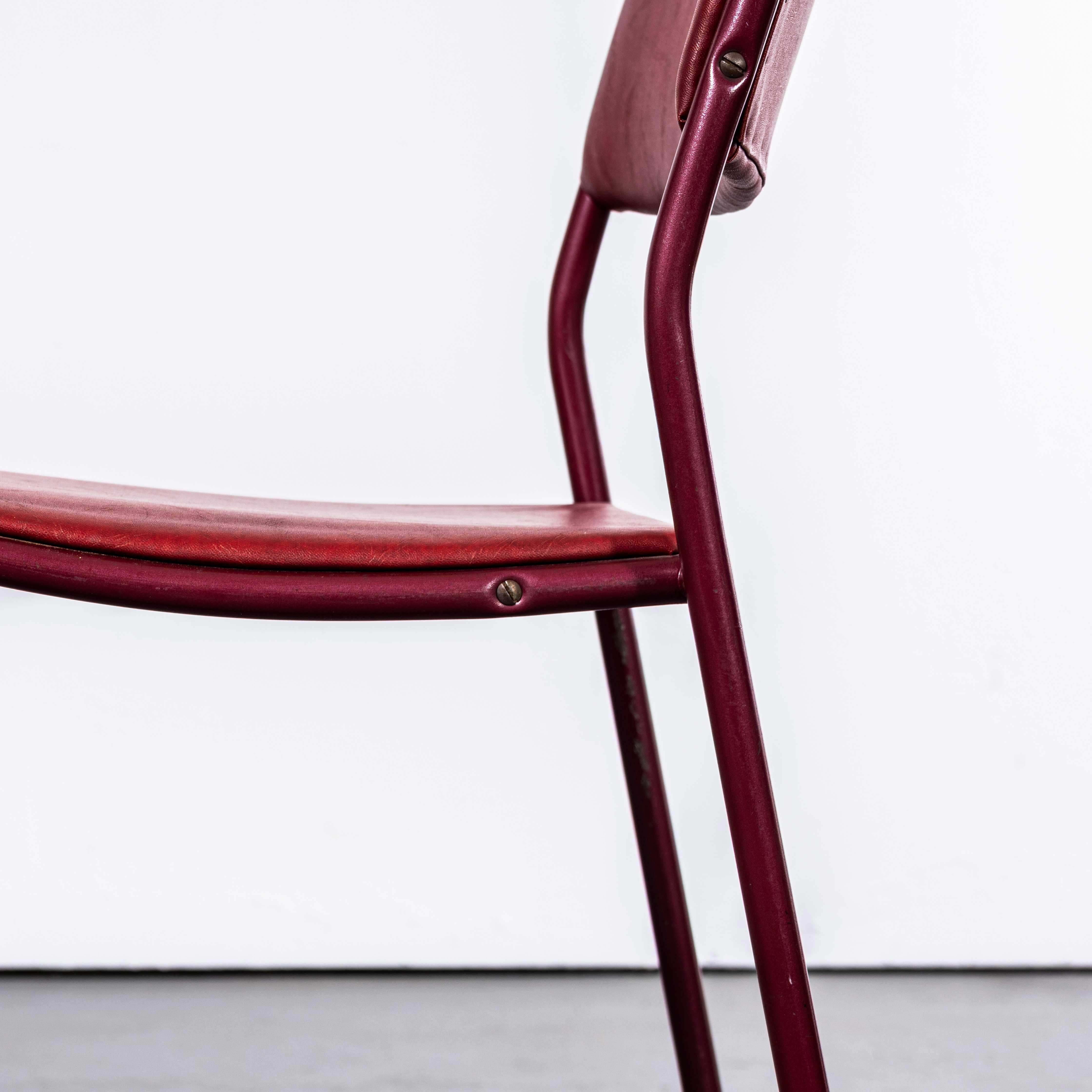 1950's PEL Tubular Stacking Upholstered Dining Chair - Red Frame - Large Quantit im Angebot 3