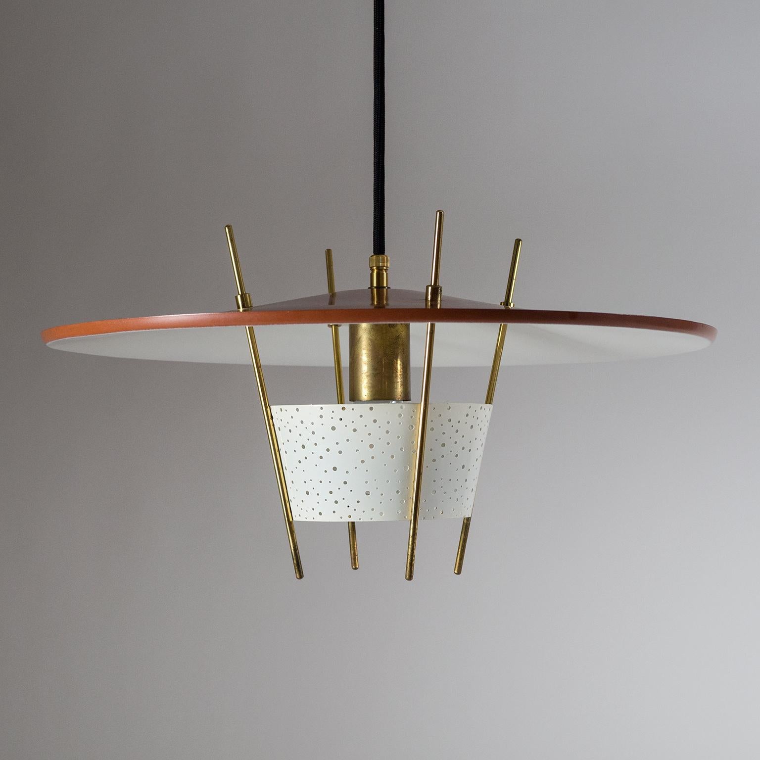 1950s Pendant by Ernest Igl, Pierced Metal and Brass In Good Condition In Vienna, AT