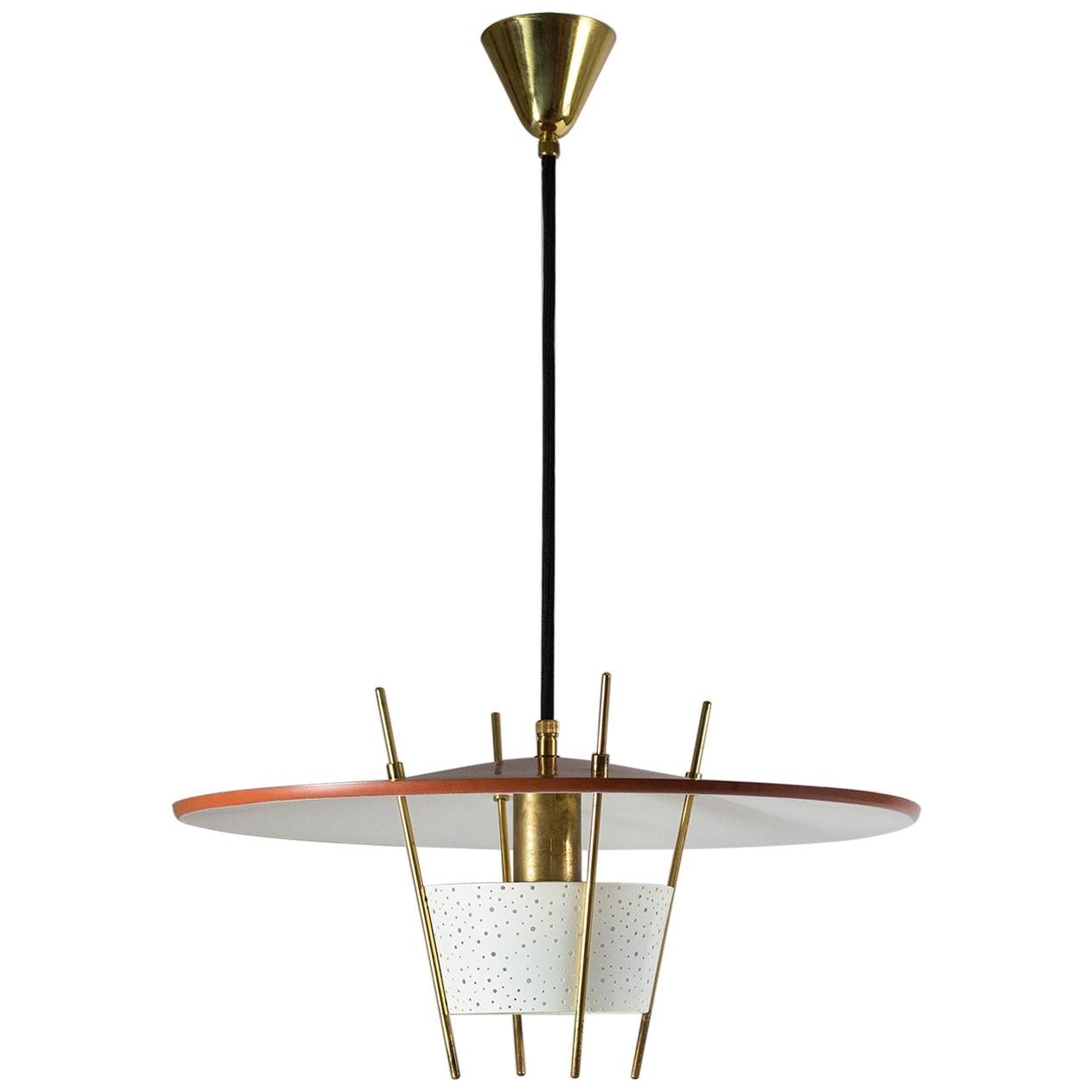 1950s Pendant by Ernest Igl, Pierced Metal and Brass