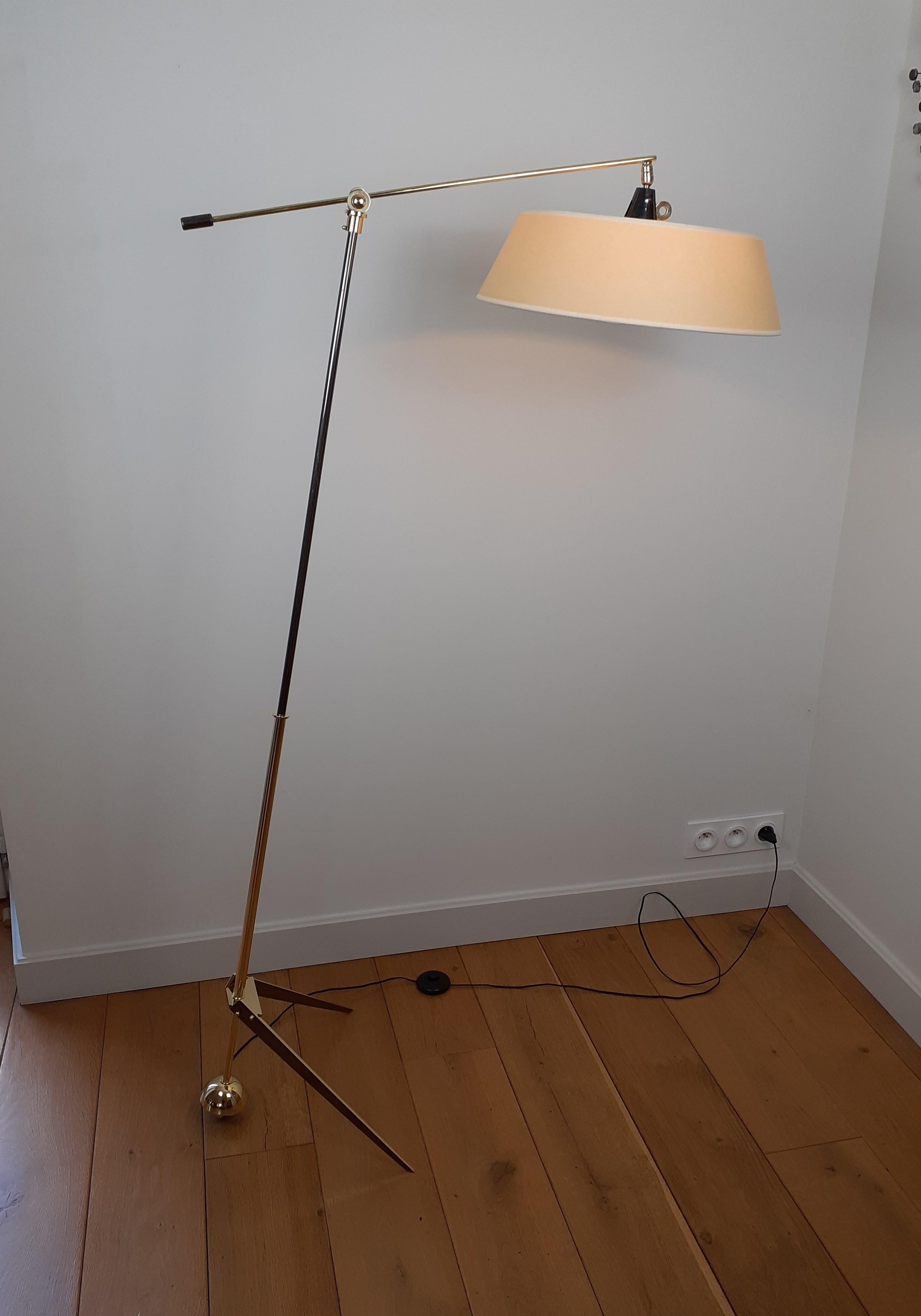 Mid-Century Modern 1950s Pendulum Floor Lamp by Maison Lunel