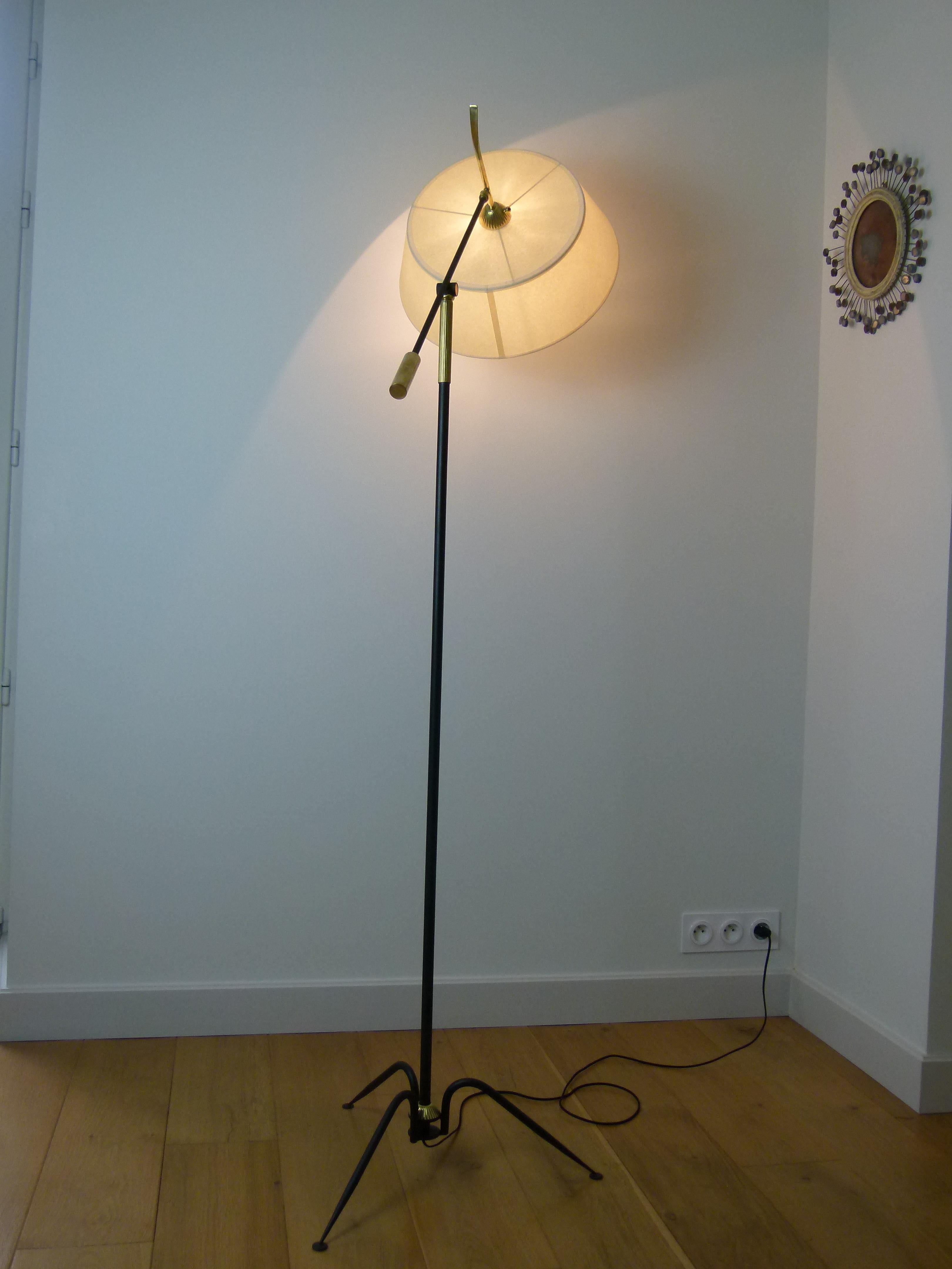 French 1950s Pendulum Floor Lamp by Maison Lunel