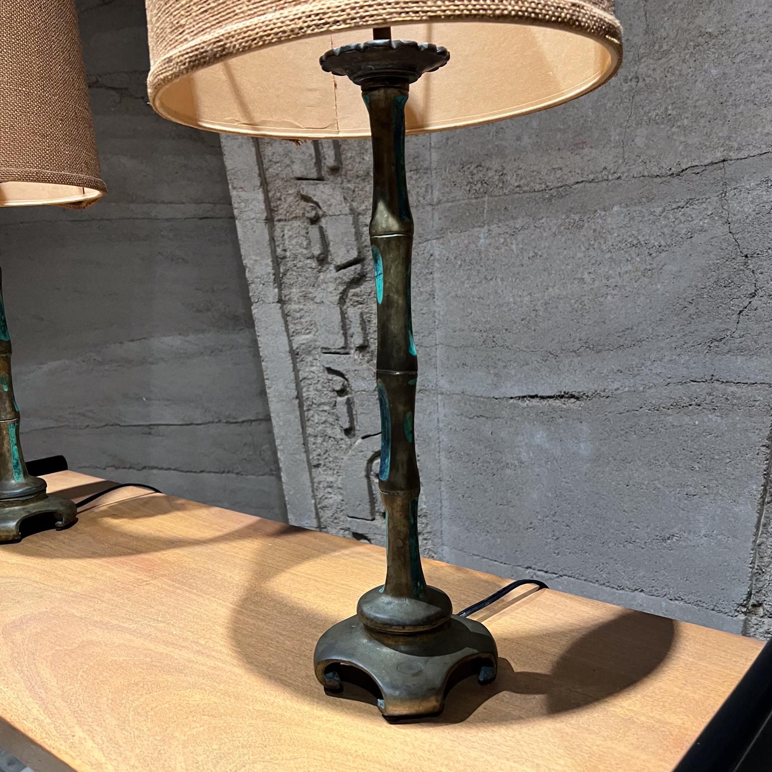 1950s Pepe Mendoza Bronze Table Lamps Faux Bamboo Mexico For Sale 5