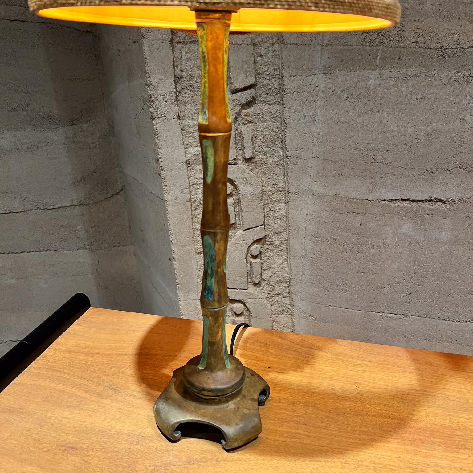 Mexican 1950s Pepe Mendoza Bronze Table Lamps Faux Bamboo Mexico For Sale