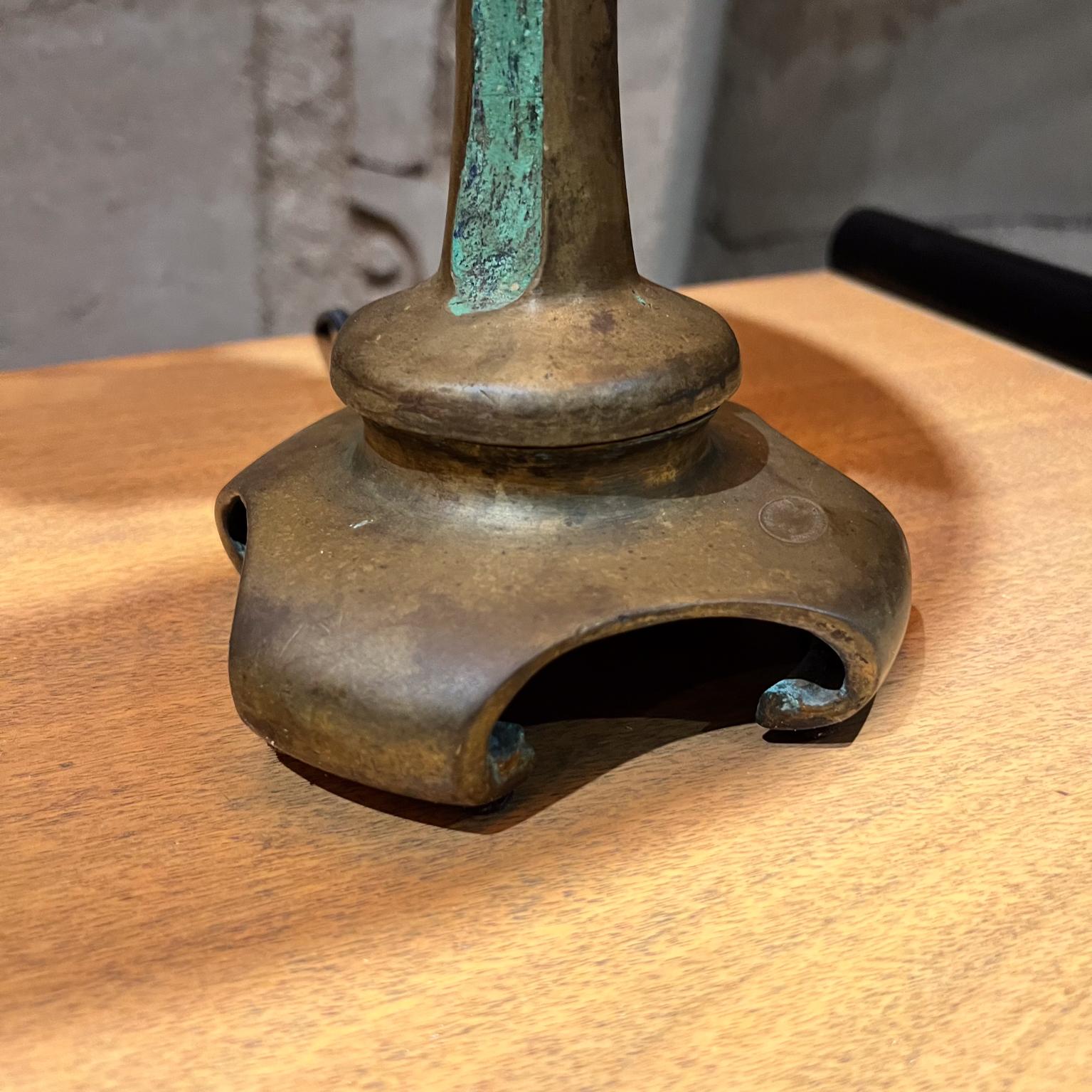 1950s Pepe Mendoza Bronze Table Lamps Faux Bamboo Mexico In Good Condition For Sale In Chula Vista, CA