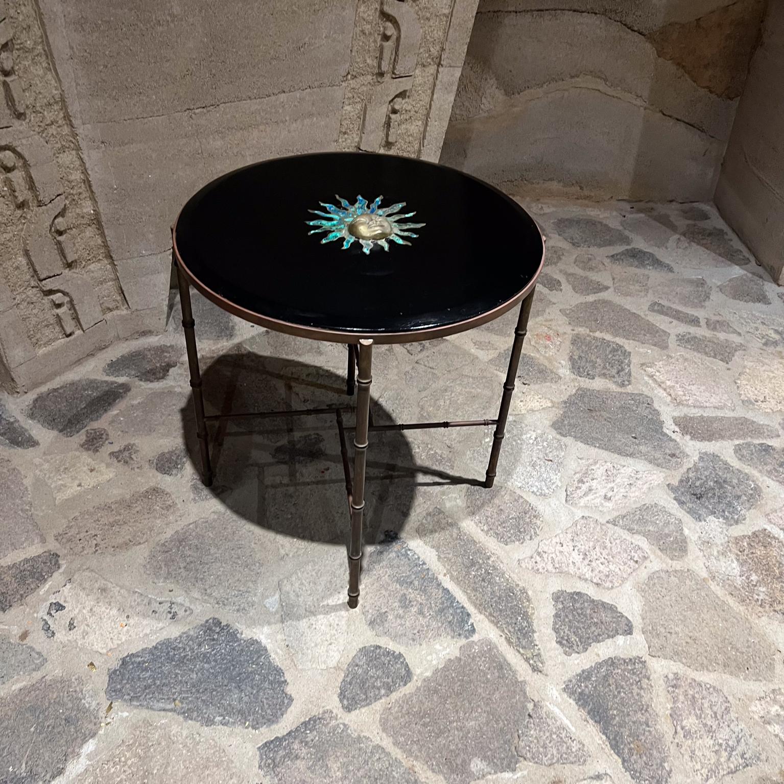Mid-20th Century 1950s Pepe Mendoza Faux Bamboo Brass Side Table Mexico City For Sale