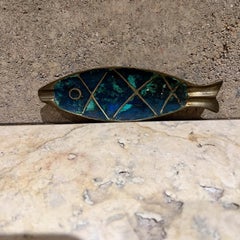 1950s Pepe Mendoza Fish Ashtray Malachite Brass