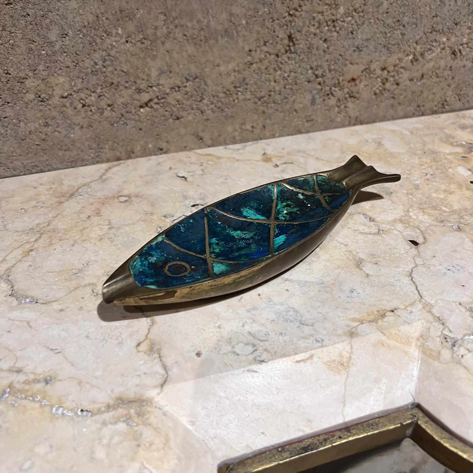 1950s Pepe Mendoza Fish Ashtray Malachite Brass 1