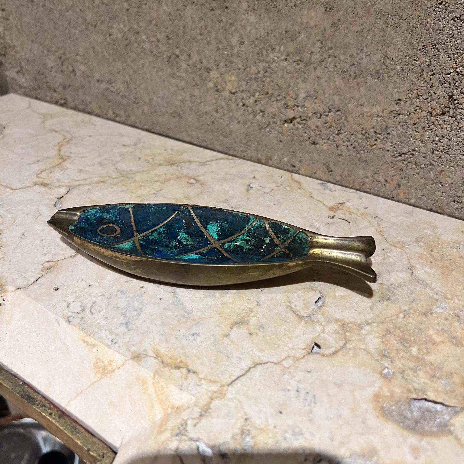1950s Pepe Mendoza Fish Ashtray Malachite Brass 2