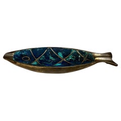 1950s Pepe Mendoza Fish Ashtray Malachite Brass
