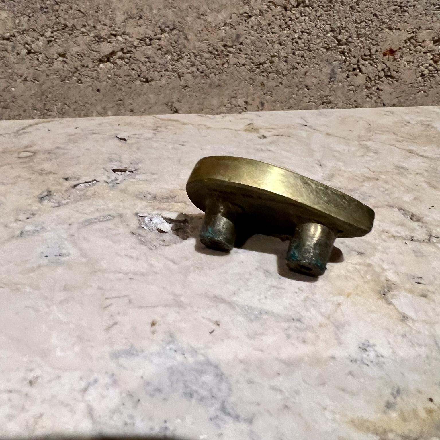 Mid-20th Century 1950s Pepe Mendoza Malachite Brass Single Teardrop Pull Knob Mexican Modernism For Sale